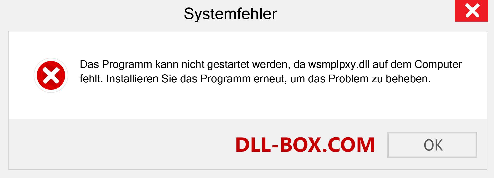 wsmplpxy.dll-Datei fehlt?. Download für Windows 7, 8, 10 - Fix wsmplpxy dll Missing Error unter Windows, Fotos, Bildern